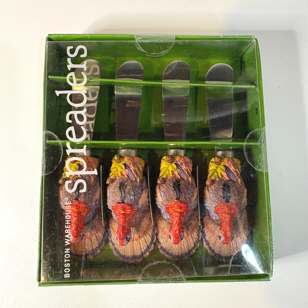 Boston Warehouse Harvest Turkey Spreader Set 4 Thanksgiving Michel Szaka 12288